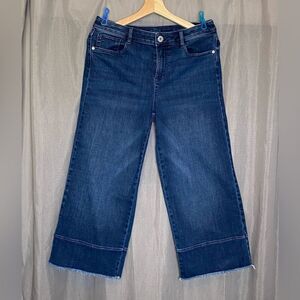 J.Jill Denim High Rise Raw Hem Wide Leg Cropped Jeans Size 8P